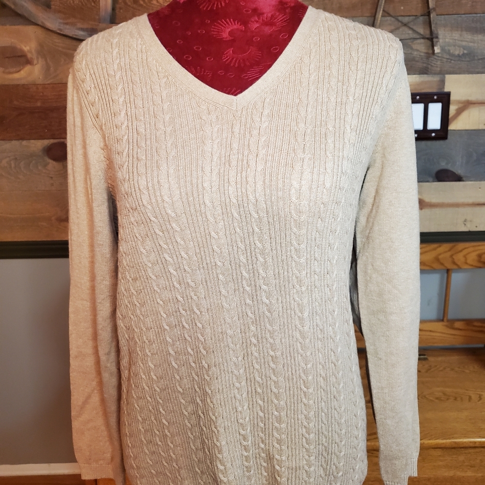 Talbots Tan Cable Knit Sweater - Picture 2 of 8